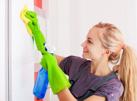 Professional oven cleaning appointment with cleaning equipment and safety precautions
