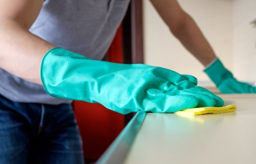 Technician performing oven cleaning in Bow on a double oven